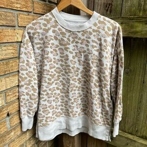 Aerie Oversized Leopard Print Sweatshirt - Cream and Brown